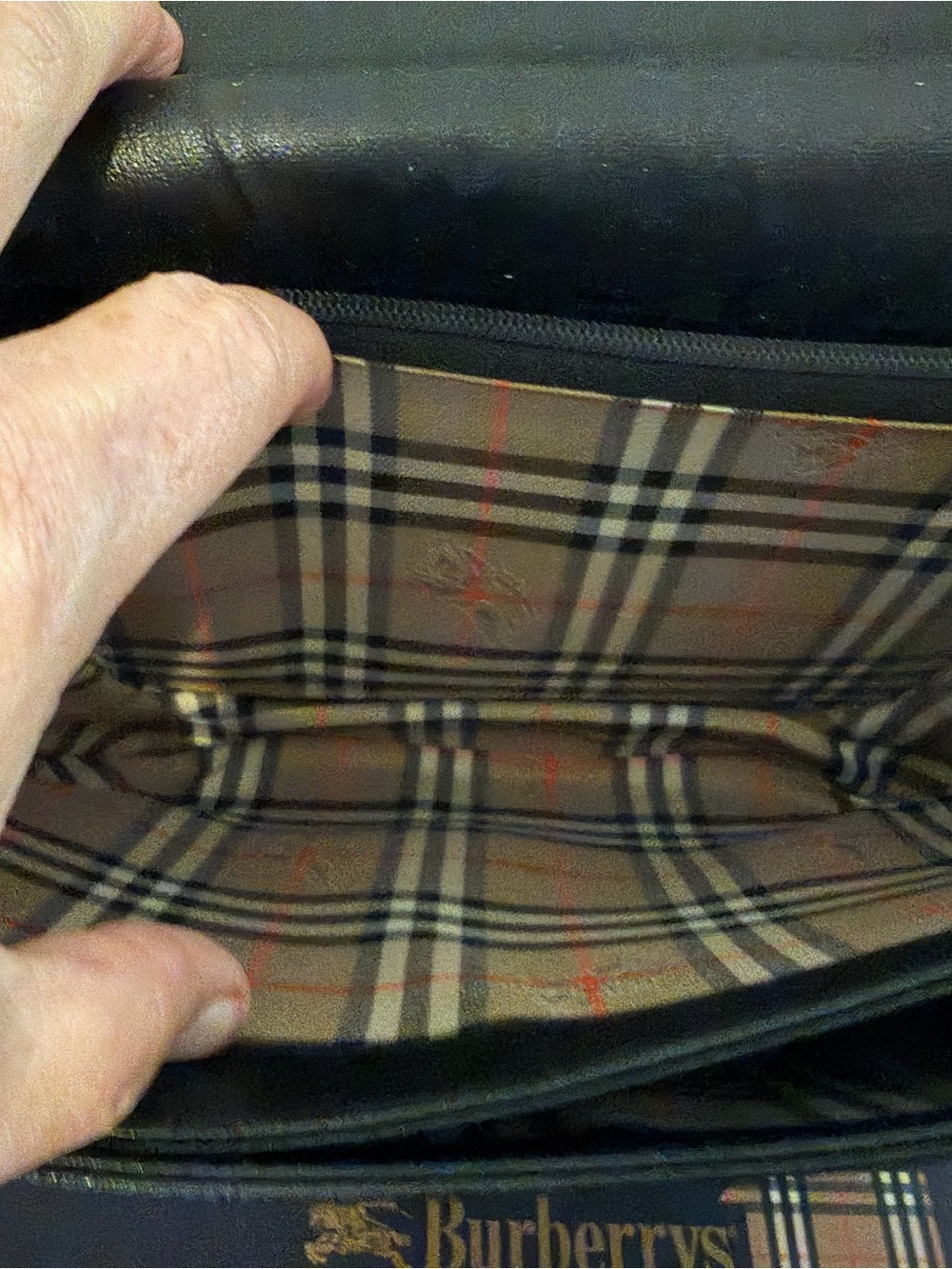 Vintage Burberry London Black Leather Crossbody Bag Nova Check w/ Box Dust Bag - Picture 8 of 15